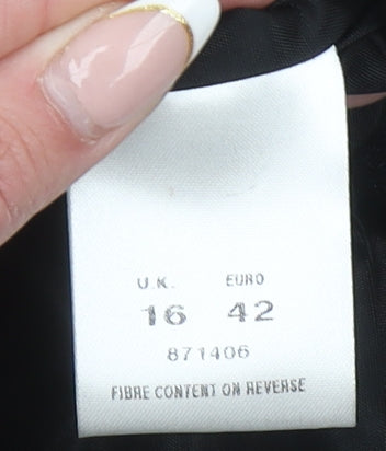 Alex & Co. Women's Black Linen Blend Blazer UK 16 Classic 3/4 Sleeve