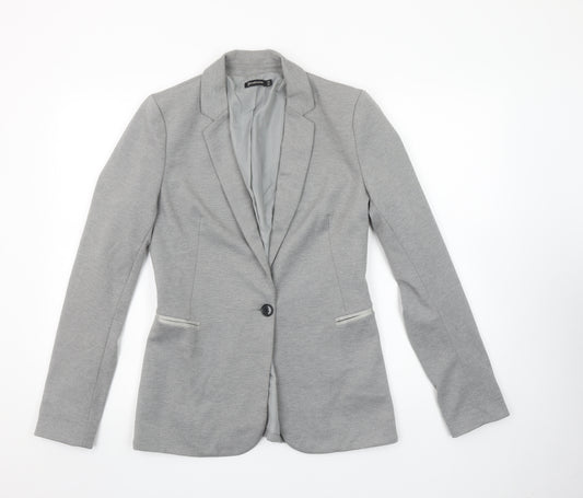 Stradivarius Womens Grey Slim Fit One Button Blazer Size 12