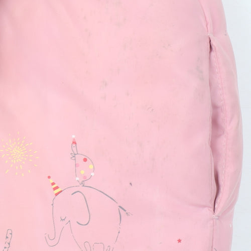 Mothercare Girls Pink Hooded Puffer Coat 18-24 Months Quilted Faux Fur Trim
