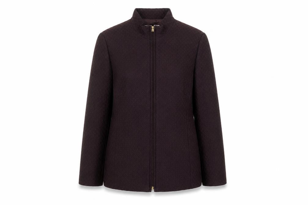 Front view of Gold by Michael H Women's Brown Zip Jacket, size 10, Wool Blend