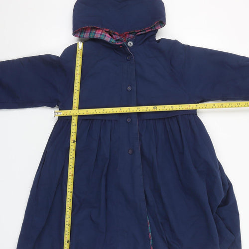 Marks and Spencer Girls Blue Hooded Rain Coat Age 6 Lined Vintage Style