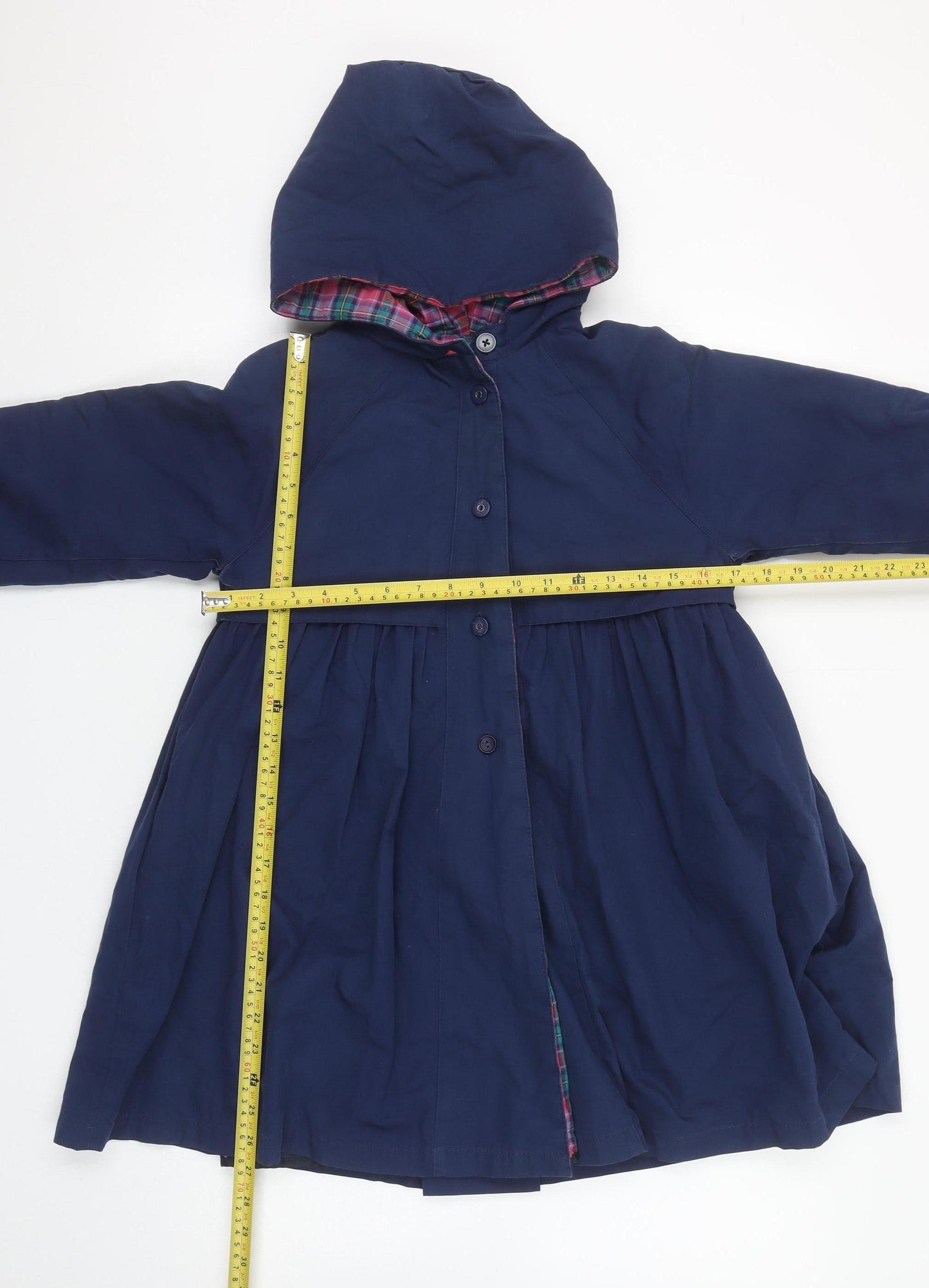 Marks and Spencer Girls Blue Hooded Rain Coat Age 6 Lined Vintage Style