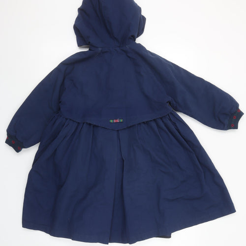 Marks and Spencer Girls Blue Hooded Rain Coat Age 6 Lined Vintage Style