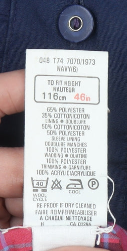 Marks and Spencer Girls Blue Hooded Rain Coat Age 6 Lined Vintage Style