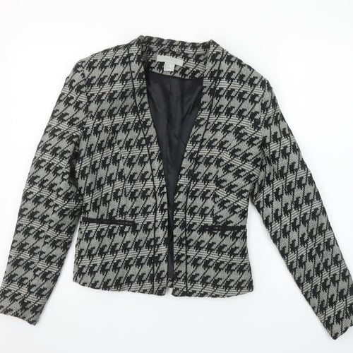 H&M Women's Black & Grey Houndstooth Blazer Size 8 Classic Fit