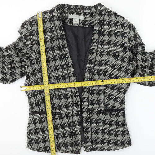 H&M Women's Black & Grey Houndstooth Blazer Size 8 Classic Fit