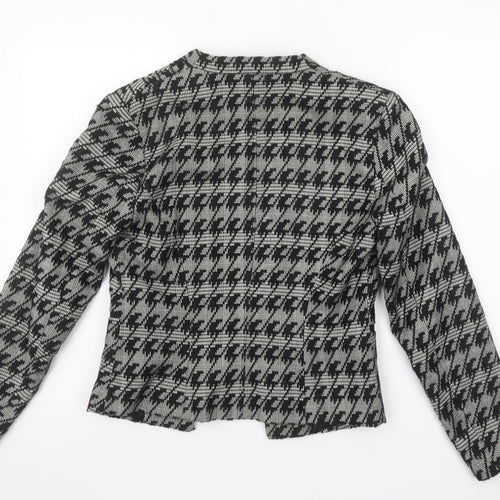 H&M Women's Black & Grey Houndstooth Blazer Size 8 Classic Fit