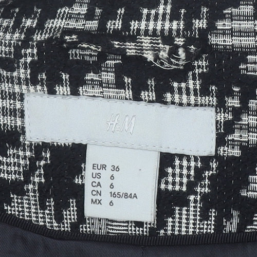 H&M Women's Black & Grey Houndstooth Blazer Size 8 Classic Fit