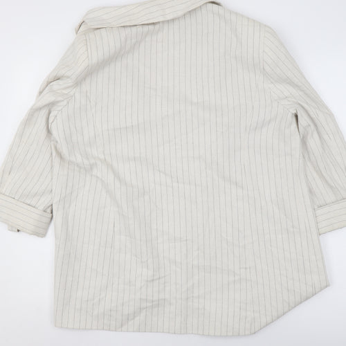 Papaya Women Beige Striped Linen Blend Blazer Jacket Size 18