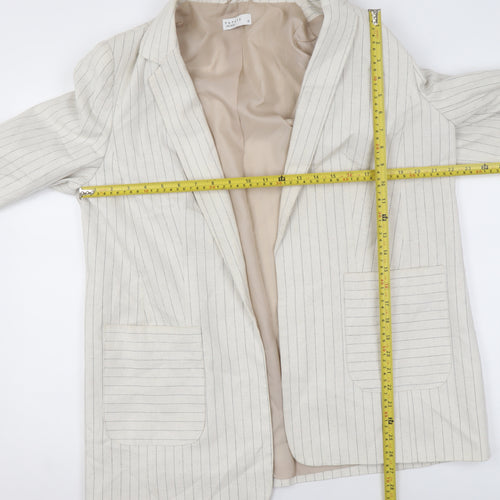 Papaya Women Beige Striped Linen Blend Blazer Jacket Size 18