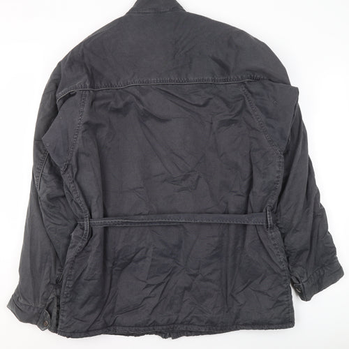 French Connection Men's Grey Military Jacket Medium Cotton Belted