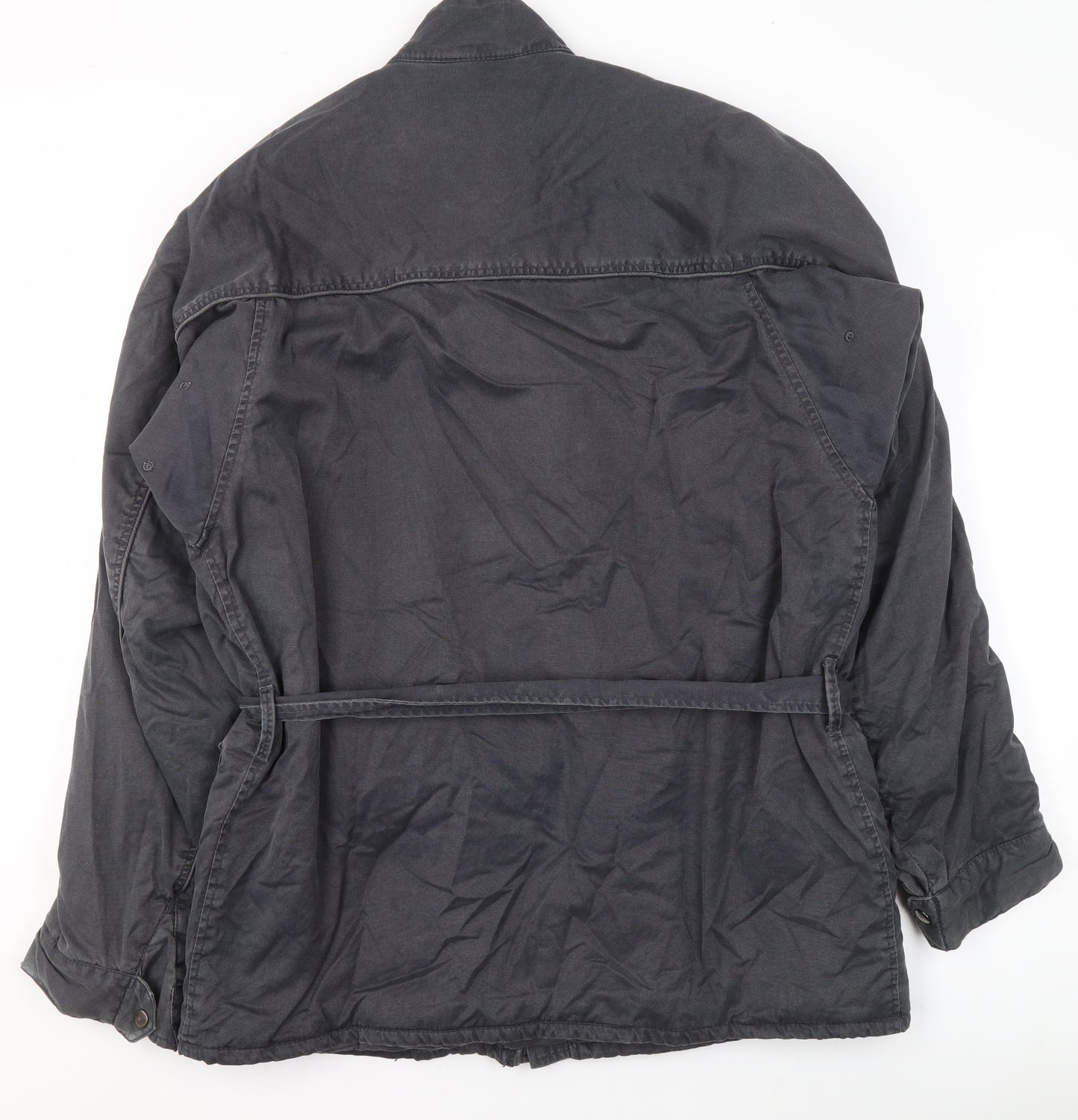 French Connection Men's Grey Military Jacket Medium Cotton Belted
