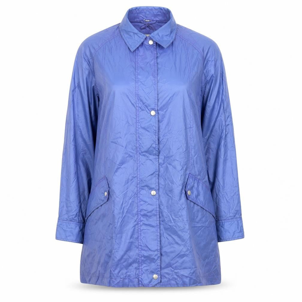 Front view of Dannimac Women's Blue Waterproof Long Rain Coat XL