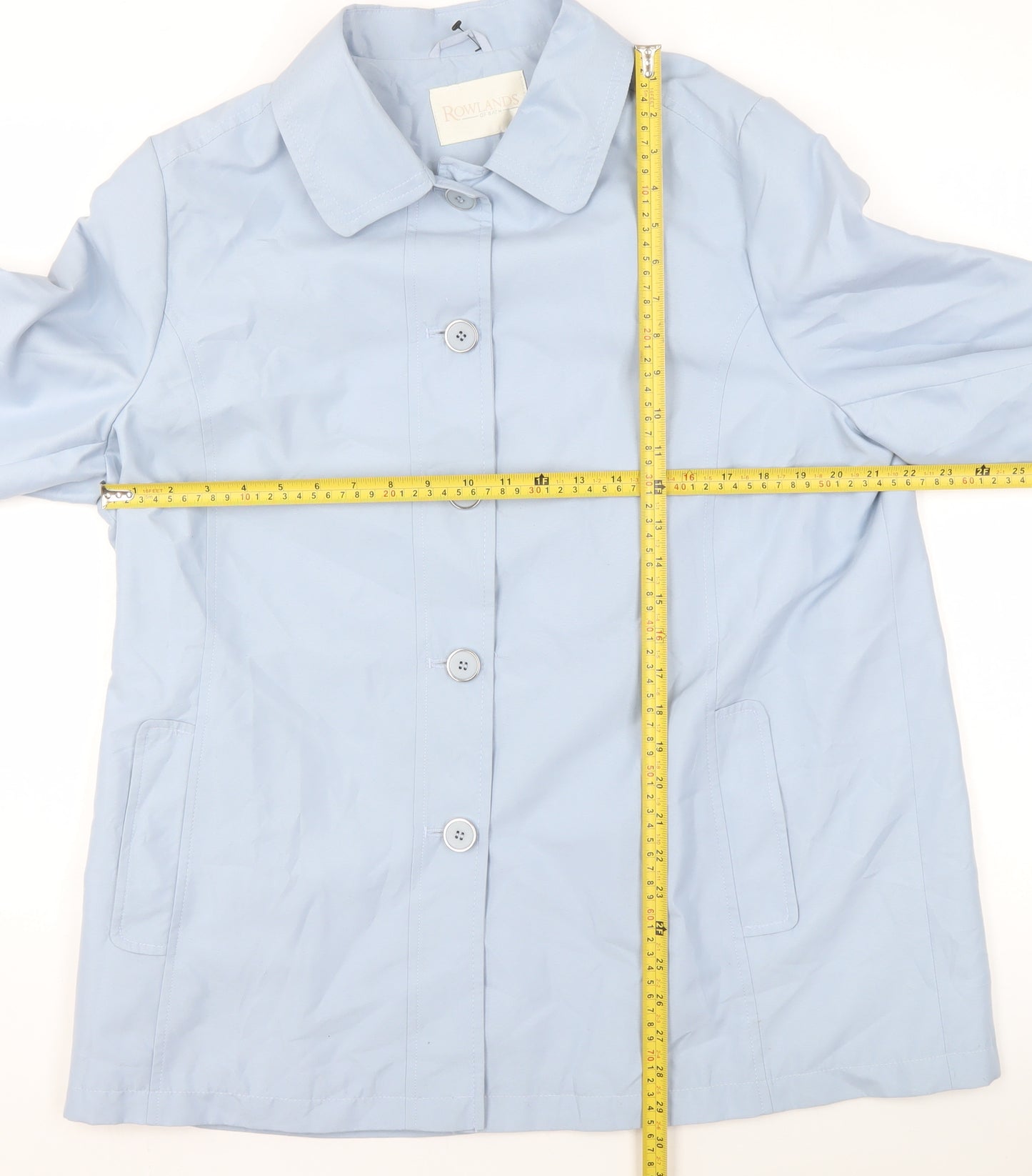 Rowlands of Bath Women's Blue Mid-Length Rain Coat Size 16