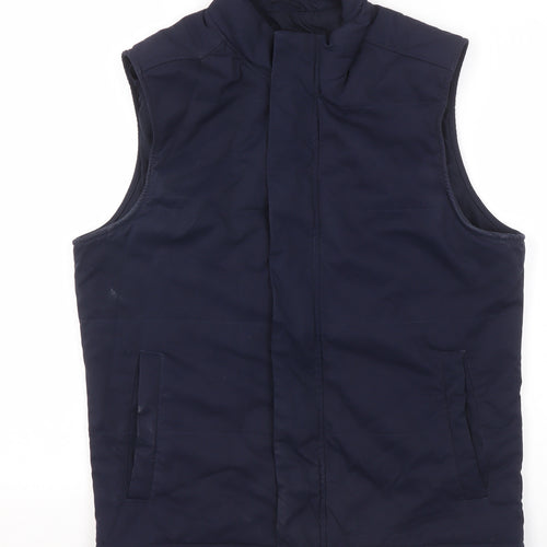 Zara Womens Blue Padded Waistcoat Gilet Size 8 Sleeveless Zip Vest