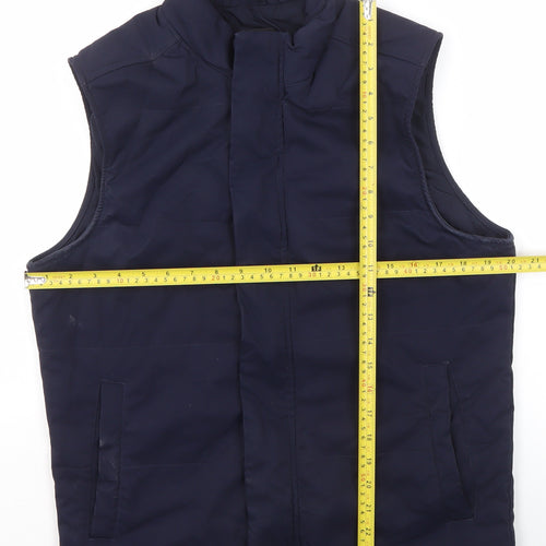 Zara Womens Blue Padded Waistcoat Gilet Size 8 Sleeveless Zip Vest