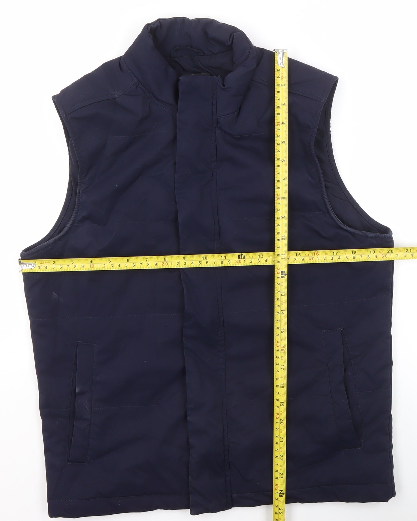 Zara Womens Blue Padded Waistcoat Gilet Size 8 Sleeveless Zip Vest