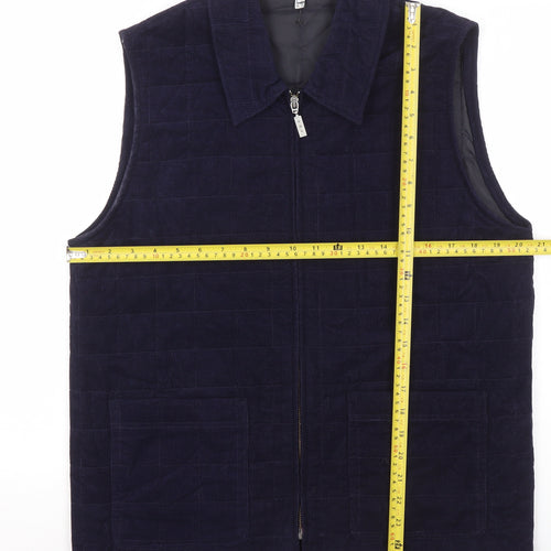 Women's Blue Corduroy Zip Waistcoat Size 12 Casual Layered Gilet