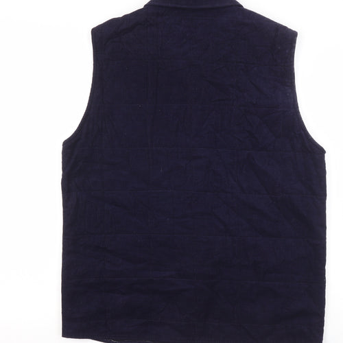 Women's Blue Corduroy Zip Waistcoat Size 12 Casual Layered Gilet