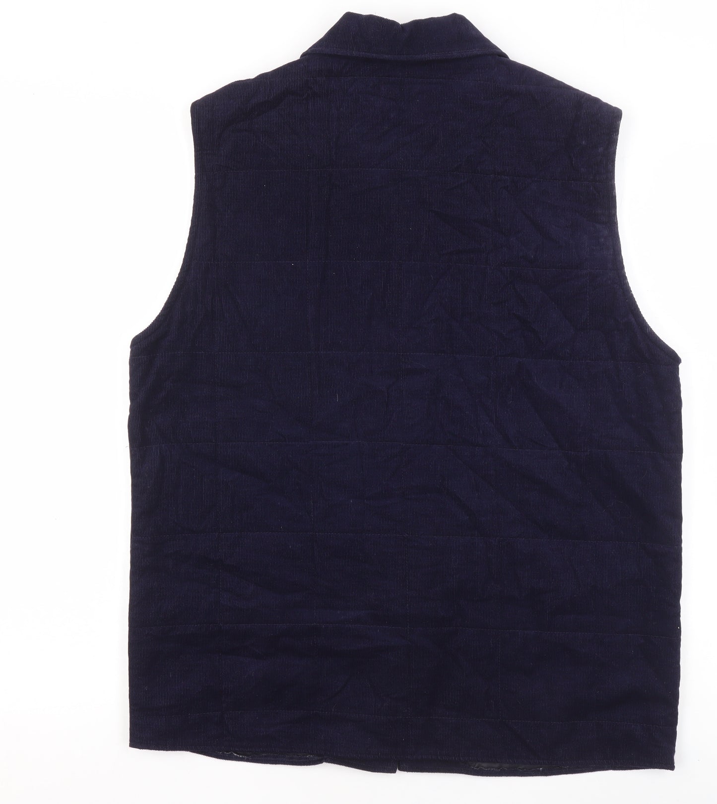 Women's Blue Corduroy Zip Waistcoat Size 12 Casual Layered Gilet