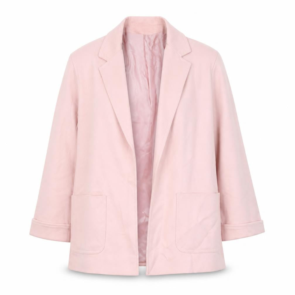 Front view of Planet Women Pink Pure New Wool Blazer, size 12, Regular Fit