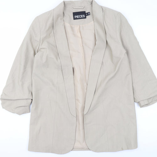 Pieces Women Beige Regular Fit Single-Breasted Blazer Size S