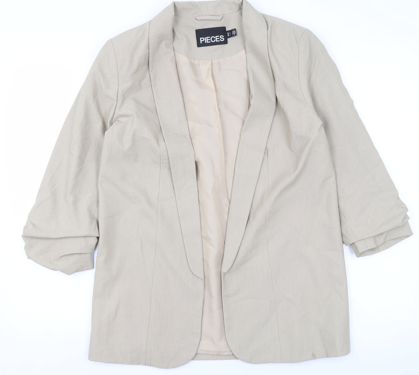 Pieces Women Beige Regular Fit Single-Breasted Blazer Size S