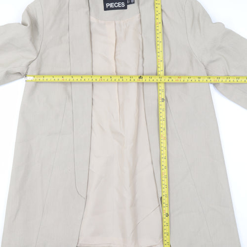 Pieces Women Beige Regular Fit Single-Breasted Blazer Size S