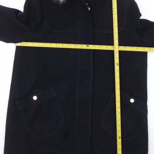 Topshop Women’s Black Wool Blend Faux Fur Hooded Parka Coat Size 12