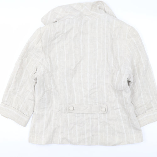 Minuet Women Beige Linen Blend Single-Breasted Jacket UK 14