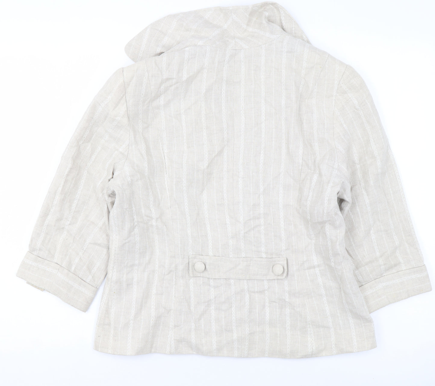 Minuet Women Beige Linen Blend Single-Breasted Jacket UK 14