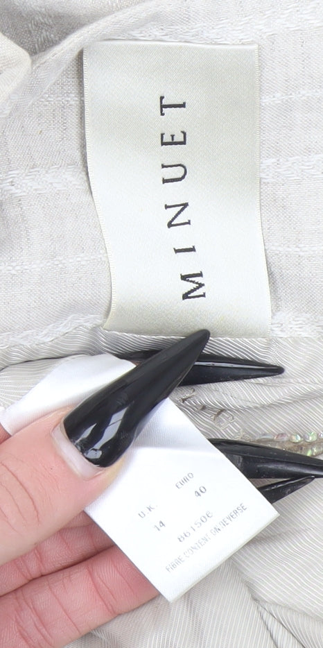 Minuet Women Beige Linen Blend Single-Breasted Jacket UK 14