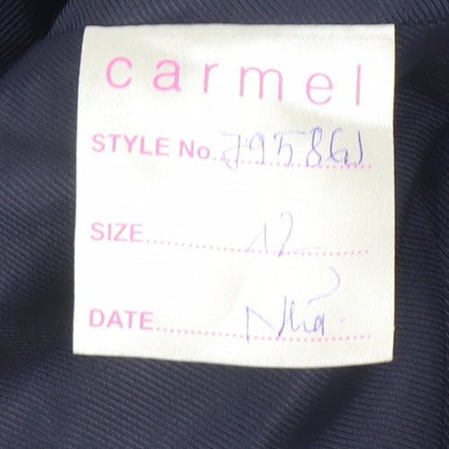 Carmel Women's Blue Woven Suit Jacket Size 12 Single Breasted Classic