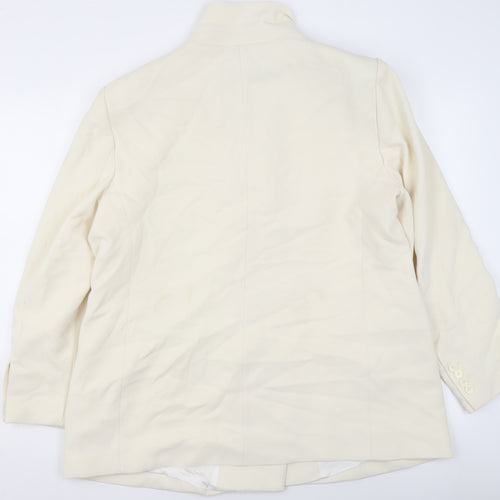 Zara Women Ivory Double-Breasted Blazer Jacket Size 18