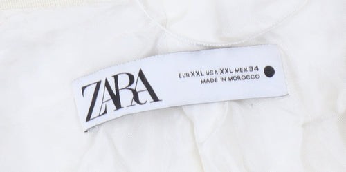 Zara Women Ivory Double-Breasted Blazer Jacket Size 18