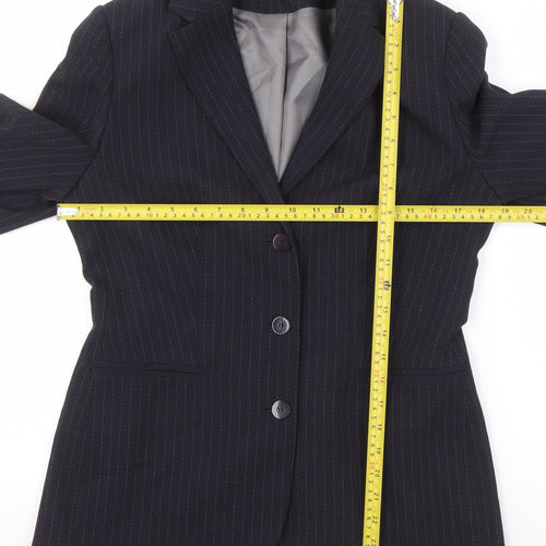 Tom English Women Black Pinstripe Single-Breasted Suit Jacket Size 10