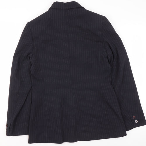 Tom English Women Black Pinstripe Single-Breasted Suit Jacket Size 10