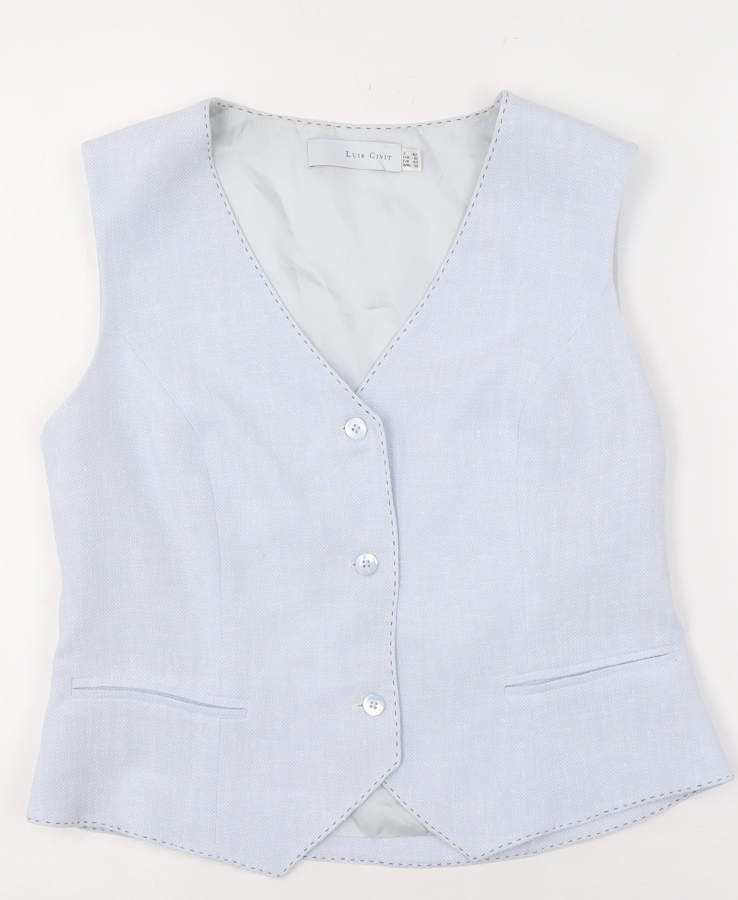Luis Civit Women Blue Waistcoat Size 12 Tailored Suit Vest