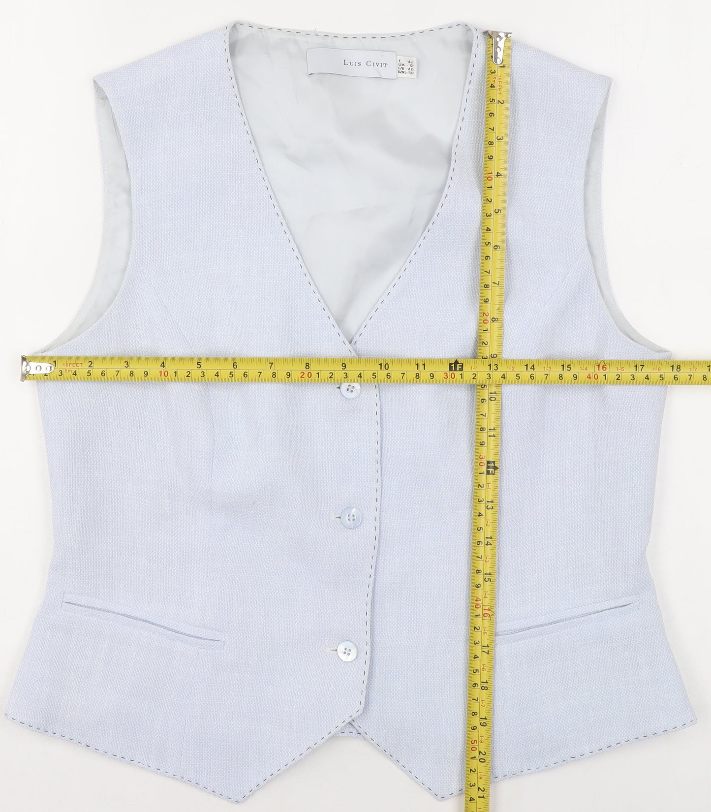 Luis Civit Women Blue Waistcoat Size 12 Tailored Suit Vest