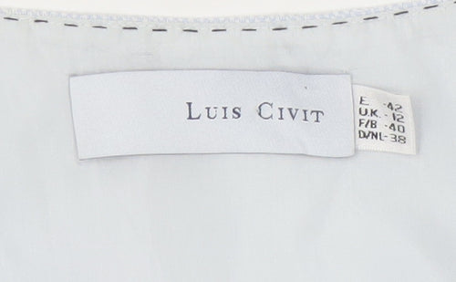 Luis Civit Women Blue Waistcoat Size 12 Tailored Suit Vest