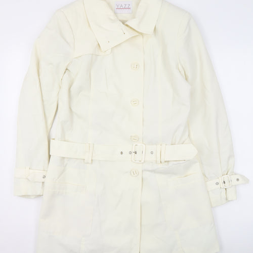 Yazz Exclusive Womens Ivory Belted Trench Coat Size 10