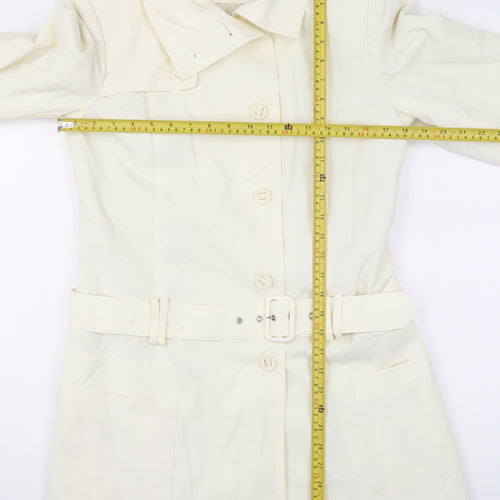Yazz Exclusive Womens Ivory Belted Trench Coat Size 10