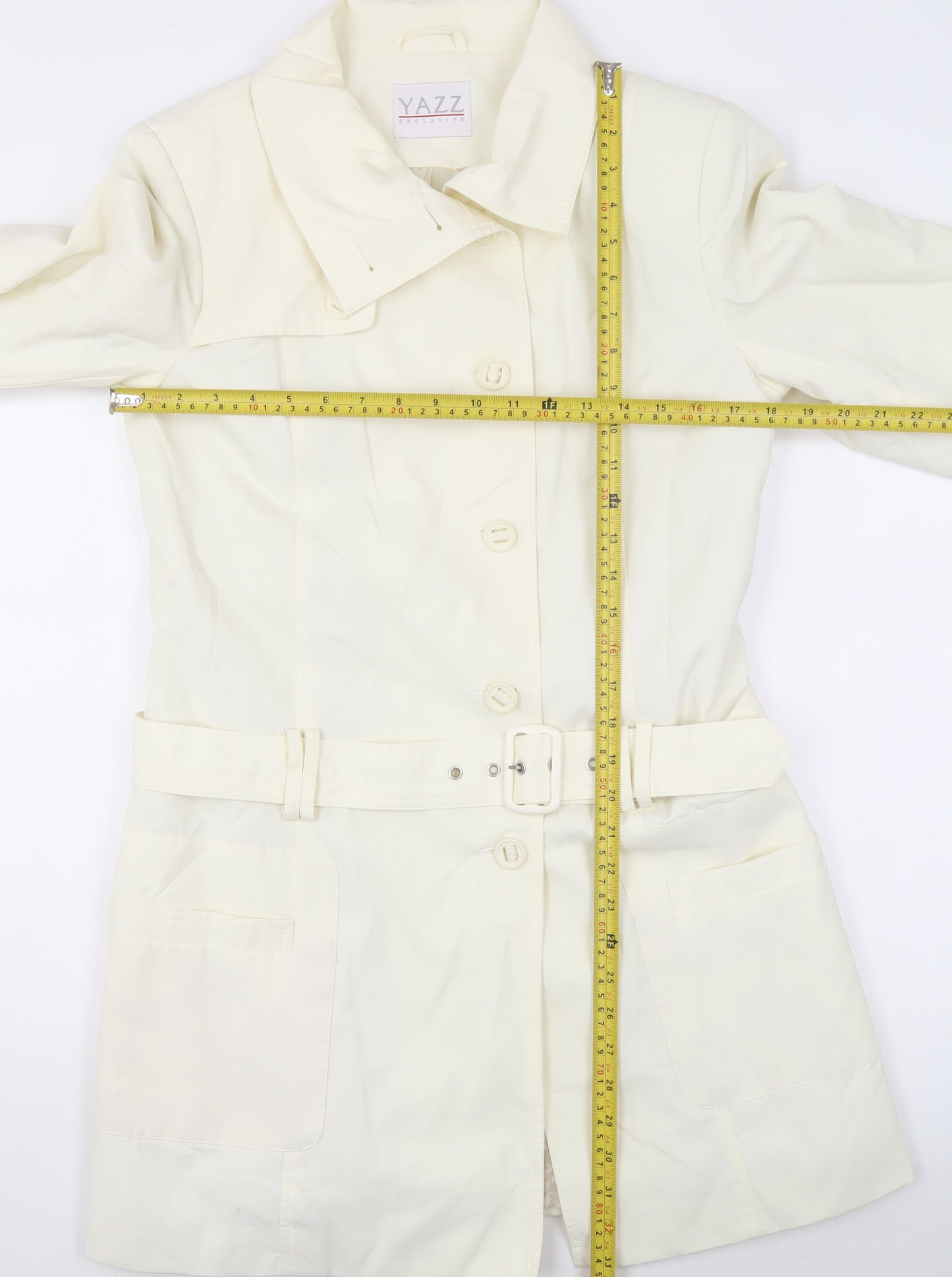 Yazz Exclusive Womens Ivory Belted Trench Coat Size 10