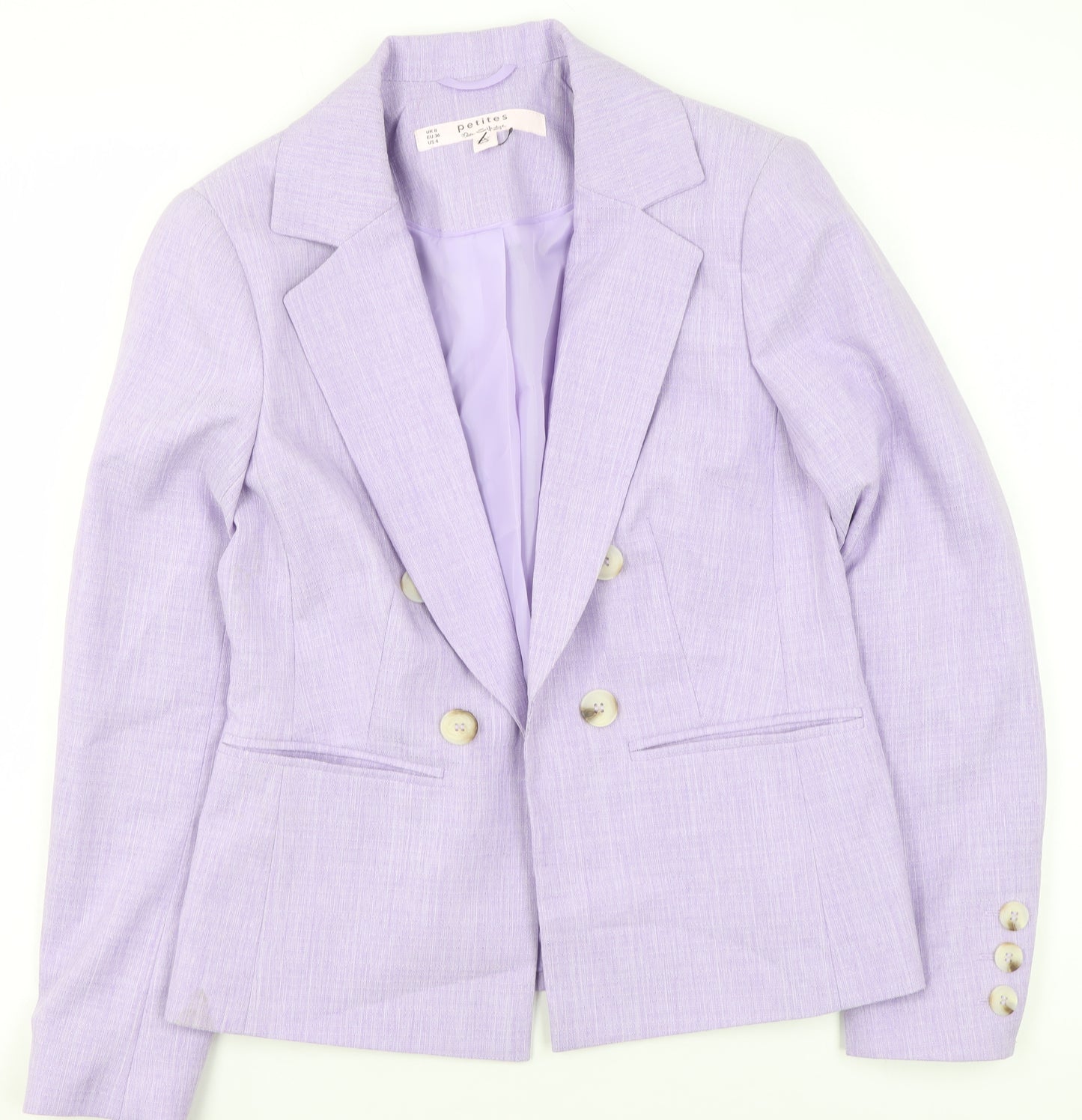 Miss Selfridge Women’s Purple Petite Double-Breasted Suit Jacket UK 8