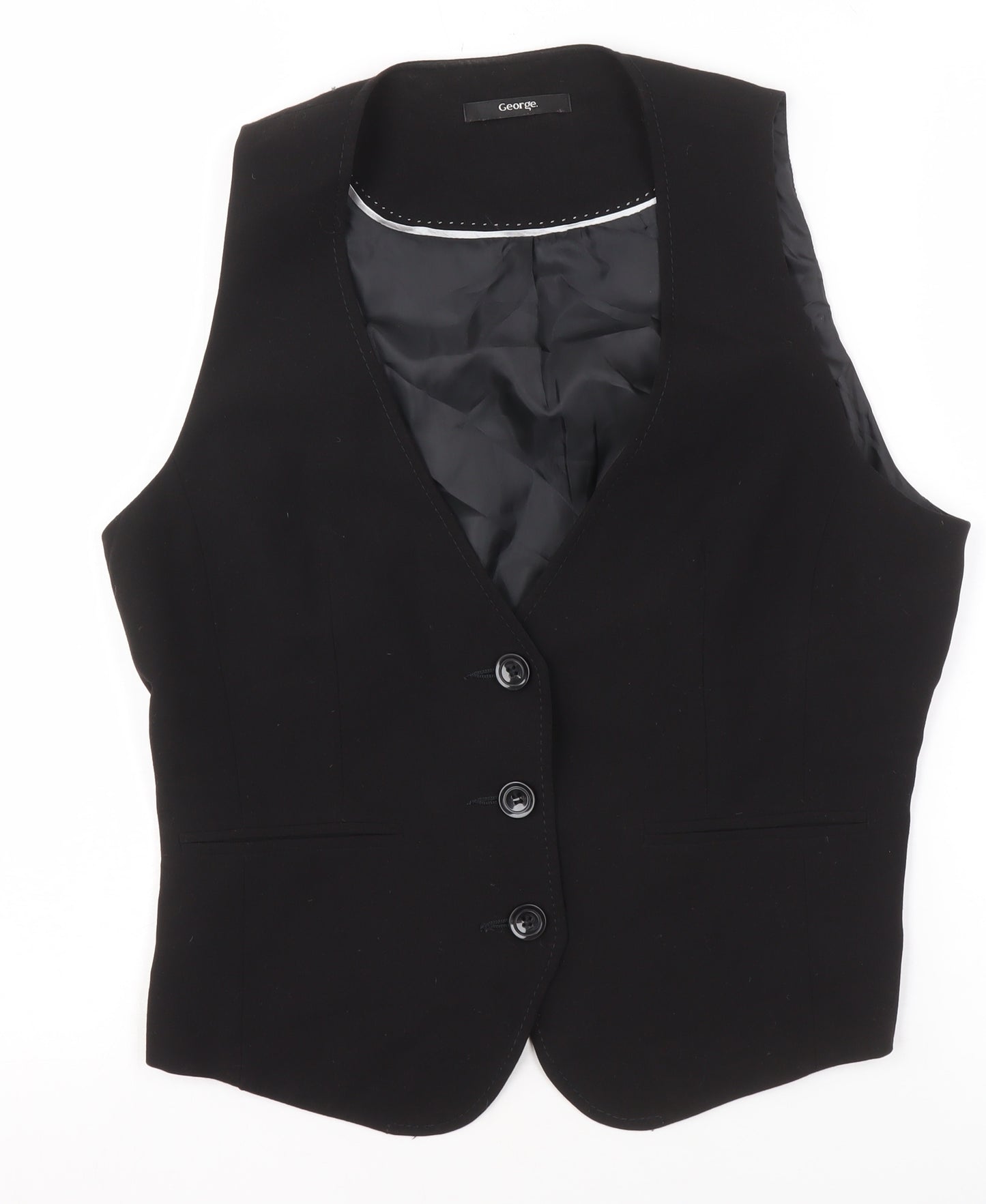 George Women's Black Waistcoat Size 12 Tailored Suit Vest