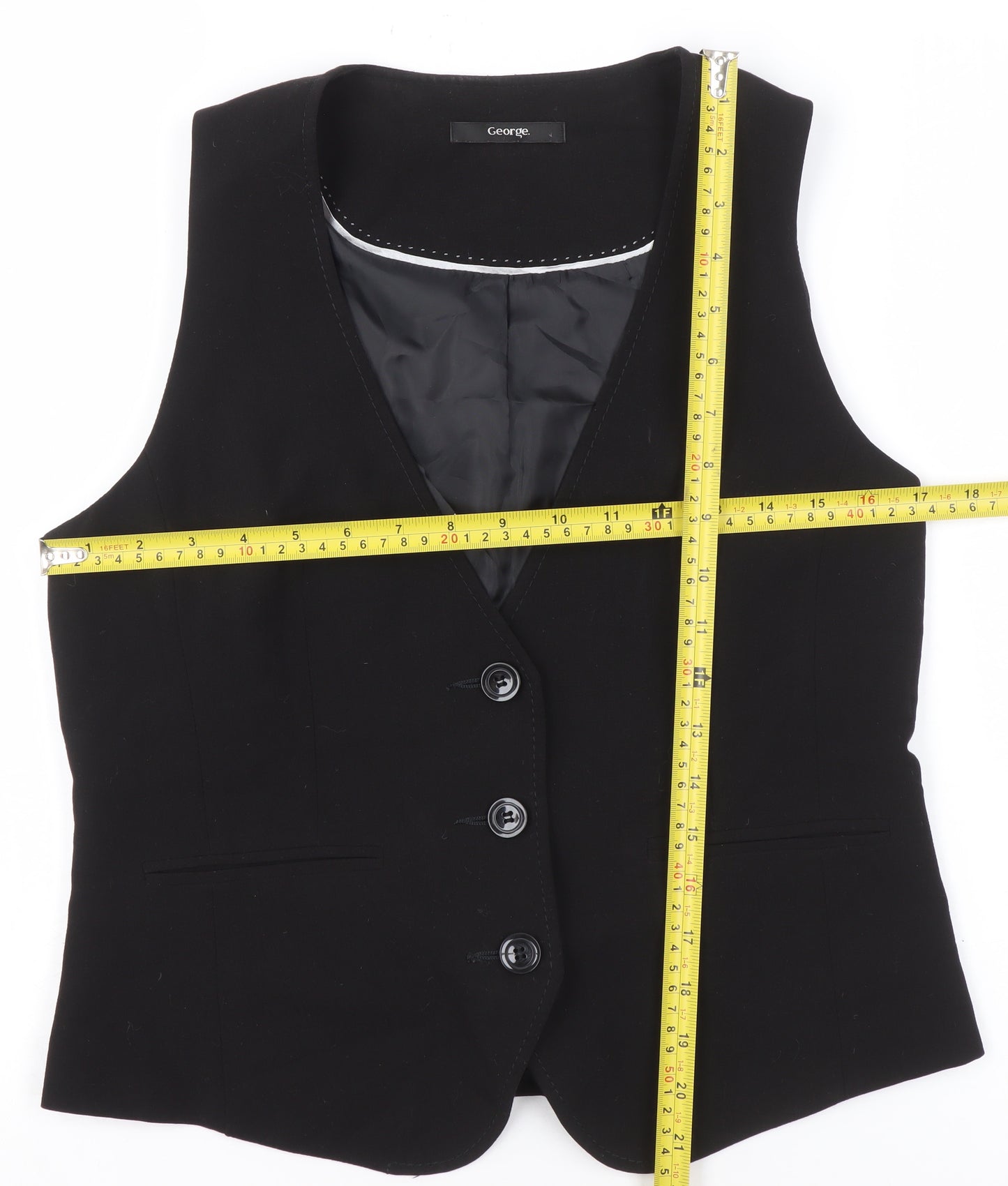George Women's Black Waistcoat Size 12 Tailored Suit Vest