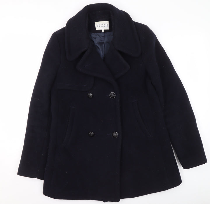 Claudie Pierlot Men's Black Wool Pea Coat Size 36 Regular Fit