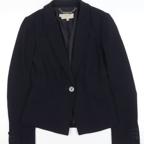 Hobbs Women Black Wool-Blend Slim Fit One Button Blazer UK 8