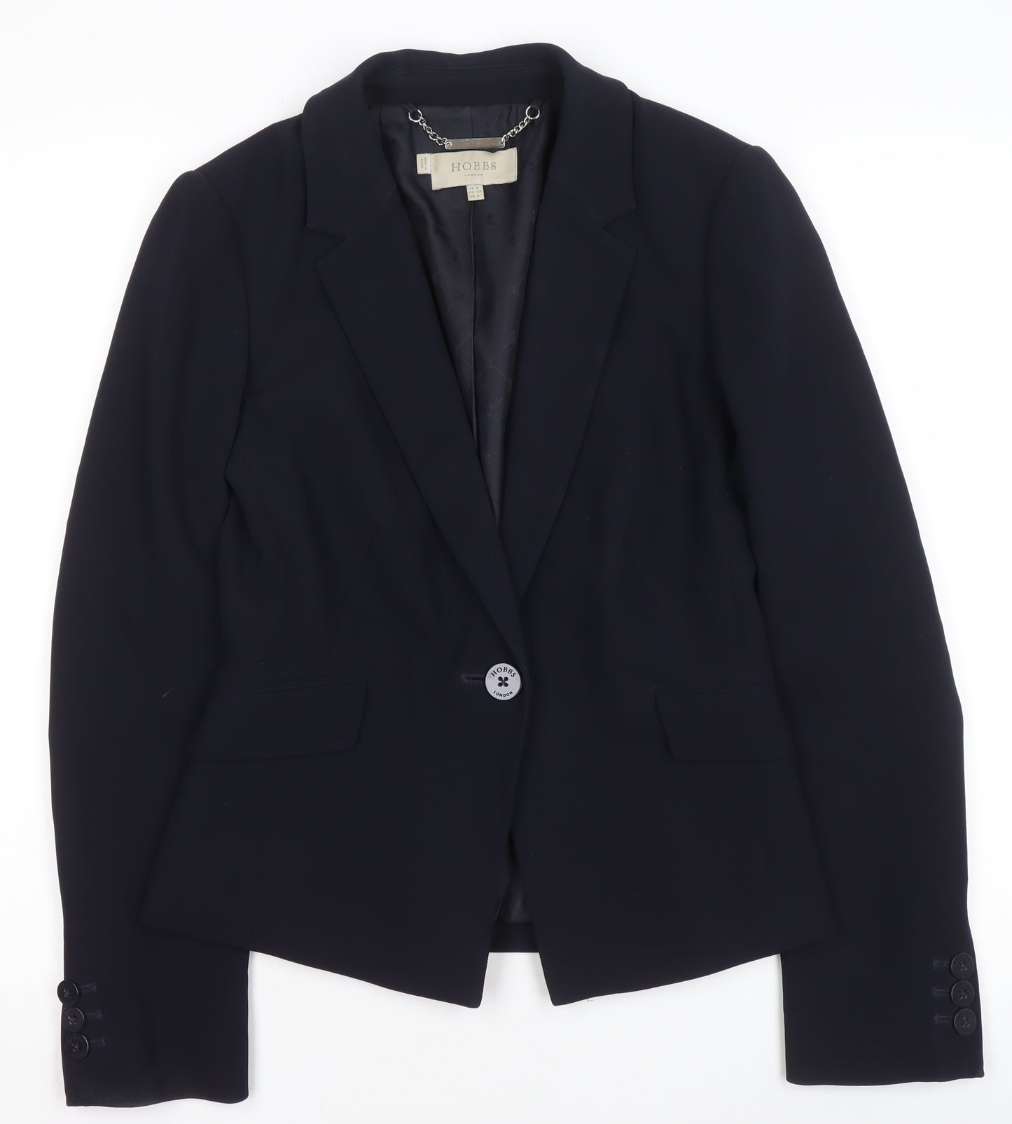 Hobbs Women Black Wool-Blend Slim Fit One Button Blazer UK 8