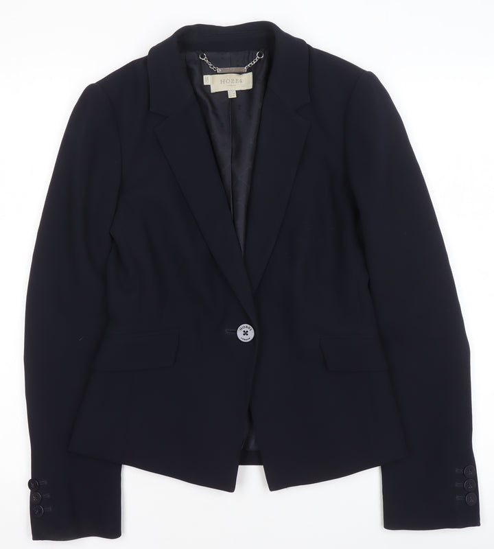 Hobbs Women Black Wool-Blend Slim Fit One Button Blazer UK 8
